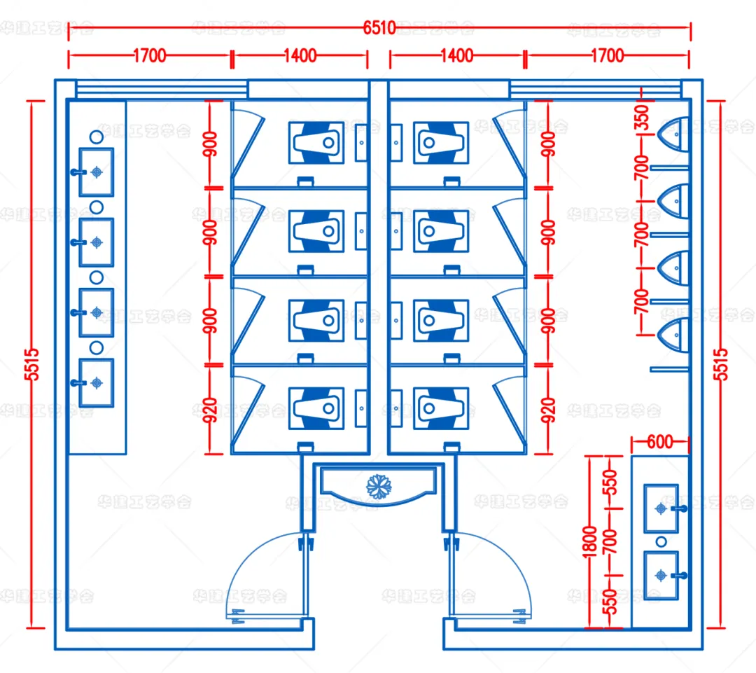 华建工艺学会详解公厕3种布局设计含尺寸 - 图片 5