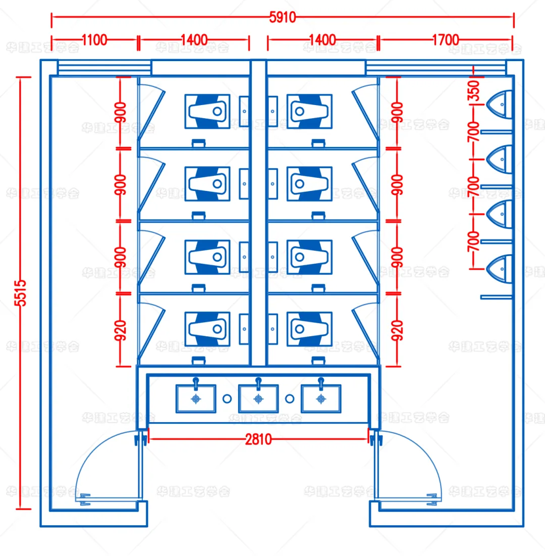 华建工艺学会详解公厕3种布局设计含尺寸 - 图片 6