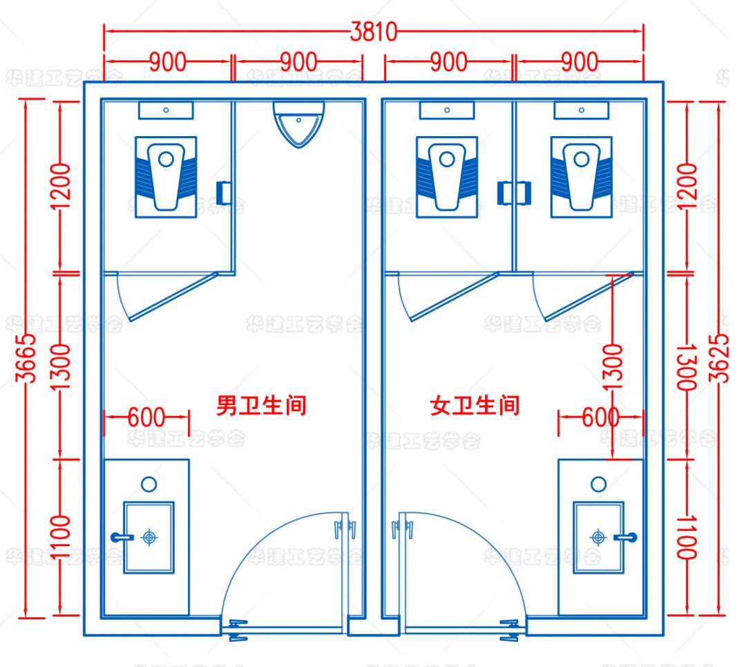 华建工艺学会详解公厕3种布局设计含尺寸 - 图片 7