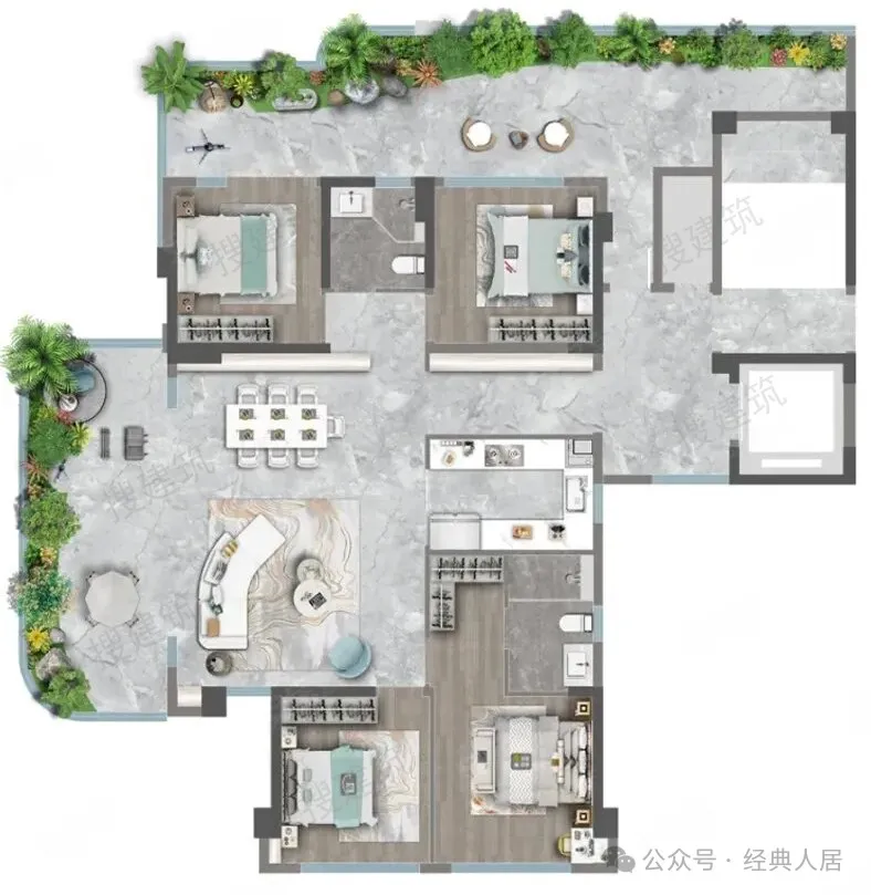 10个139㎡优秀洋房户型，设计师必看的优化参考 - 图片 7