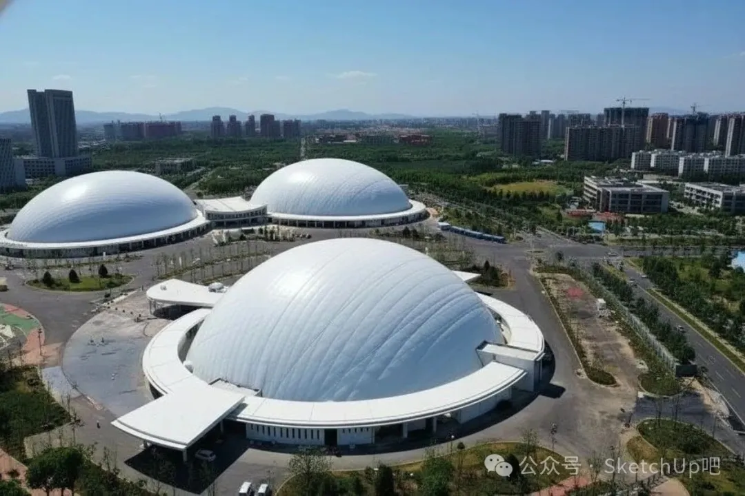 淄博“三颗大珍珠”气膜会展中心出圈，附SketchUp建模技巧 - 图片 6