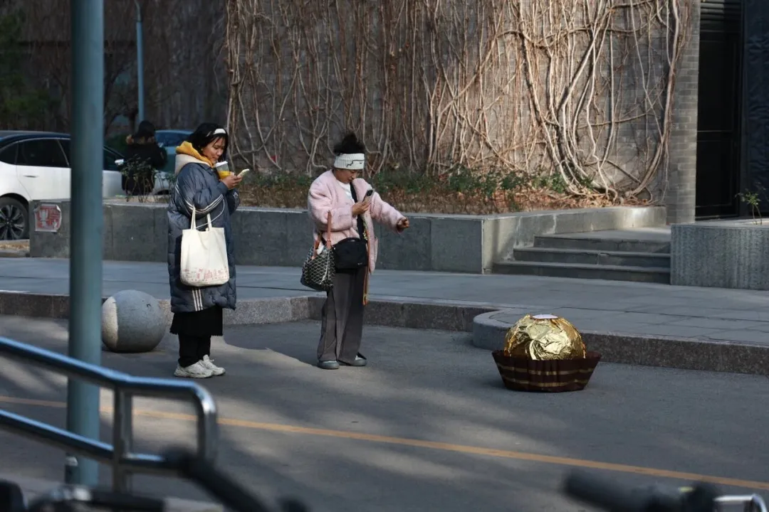 费列罗还是费力挪?央美学生将街头石墩子爆改成“巨型费列罗”！网友：搞抽象还得是大学生 - 图片 5